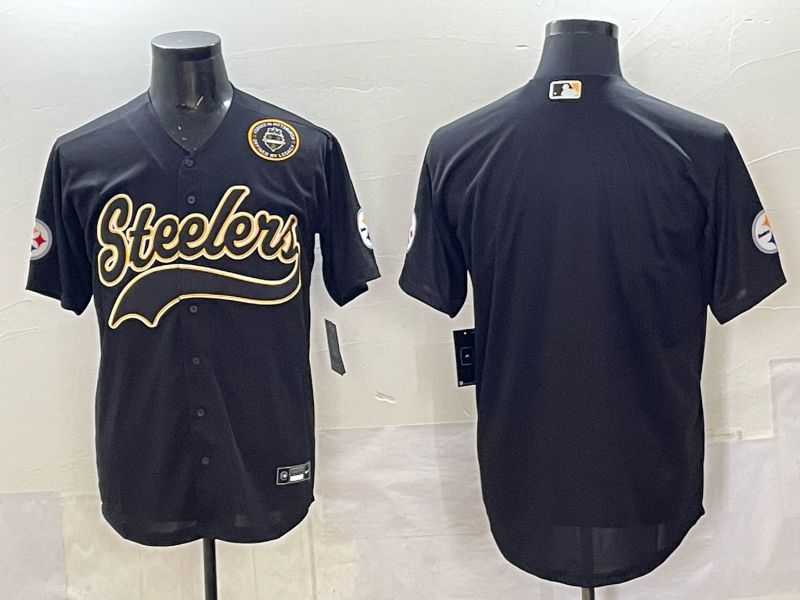 Men 2025 Nike Pittsburgh Steelers Blank Black Joint Name  Limited NFL Jersey style 046->pittsburgh steelers->NFL Jersey